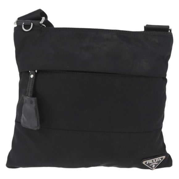 PRADA Shoulder Bag Nylon Black Silver Auth bs33911