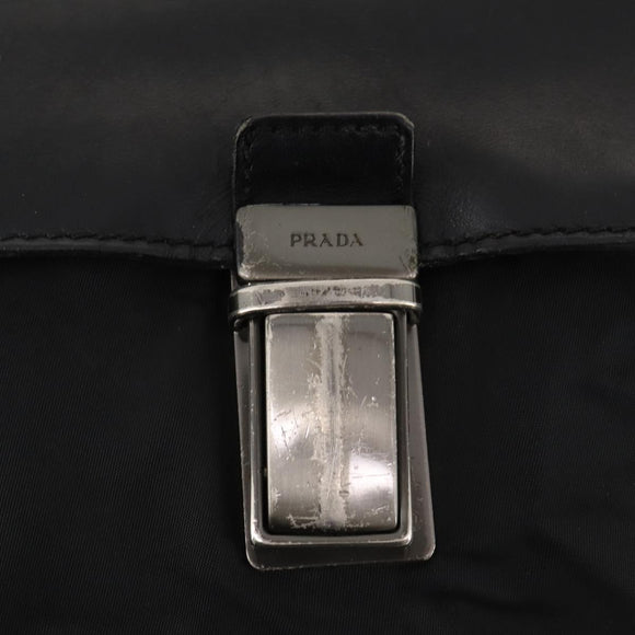 PRADA Hand Bag Nylon Black Silver Auth bs33914