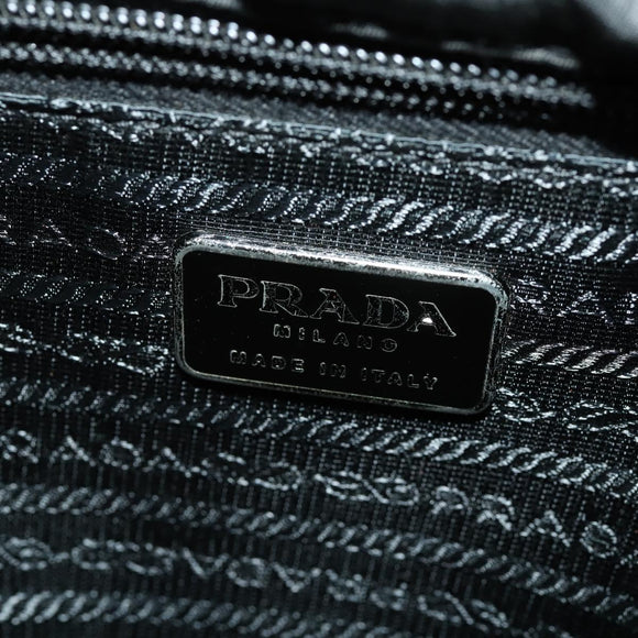 PRADA Hand Bag Nylon Black Silver Auth bs33914