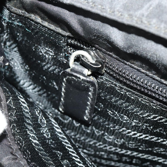 PRADA Hand Bag Nylon Black Silver Auth bs33914