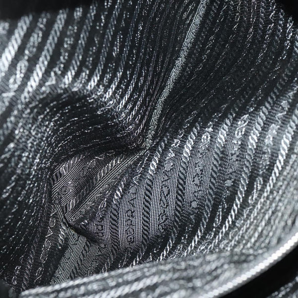 PRADA Hand Bag Nylon Black Silver Auth bs33914