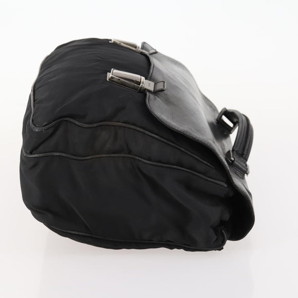 PRADA Hand Bag Nylon Black Silver Auth bs33914