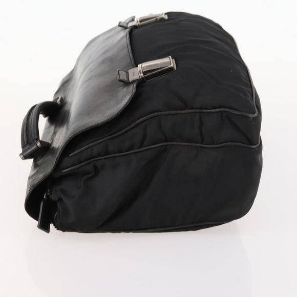 PRADA Hand Bag Nylon Black Silver Auth bs33914