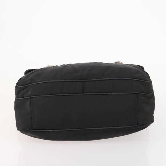 PRADA Hand Bag Nylon Black Silver Auth bs33914