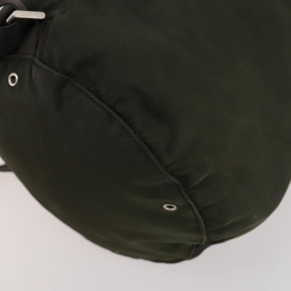 PRADA Shoulder Bag Nylon Khaki Silver Auth bs33915