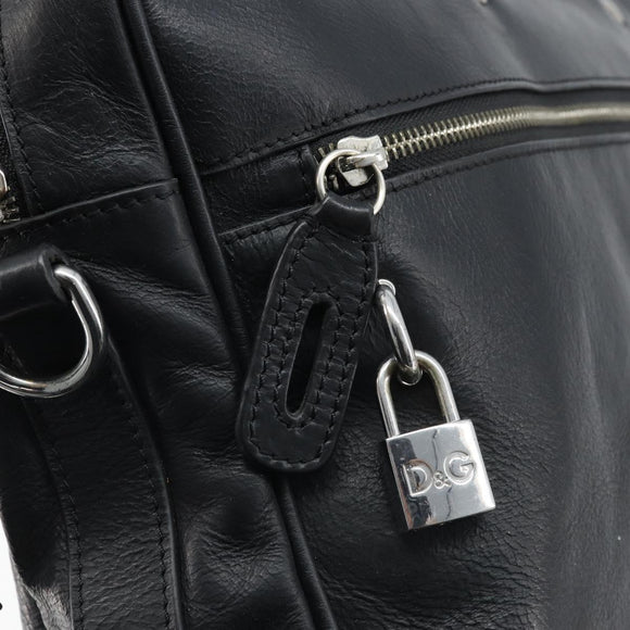 DOLCE&GABBANA Handtas Leer Zilver Zwart Auth bs33923