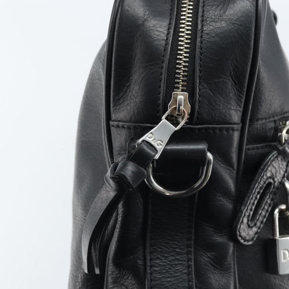 DOLCE&GABBANA Handtas Leer Zilver Zwart Auth bs33923