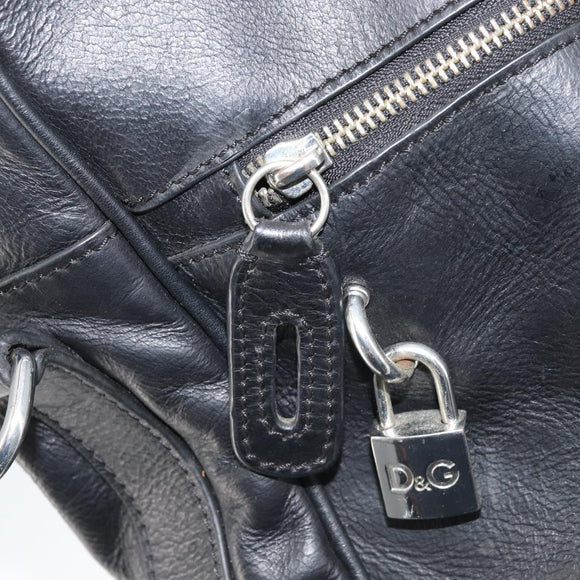 DOLCE&GABBANA Handtas Leer Zilver Zwart Auth bs33923