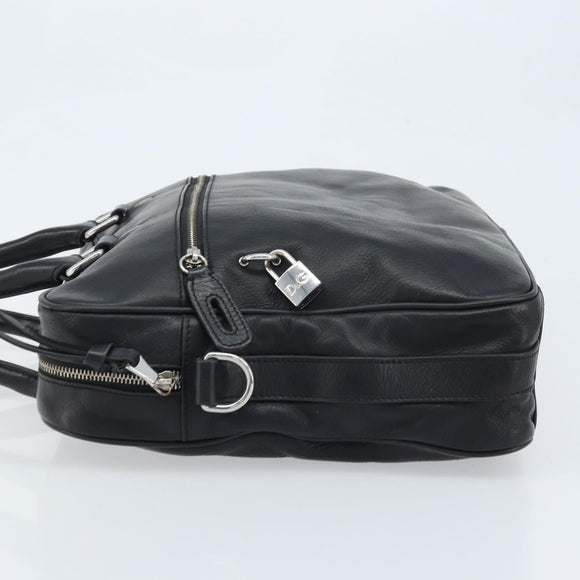 DOLCE&GABBANA Handtas Leer Zilver Zwart Auth bs33923