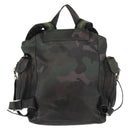 VALENTINO Backpack Leather Khaki Auth bs33924-2