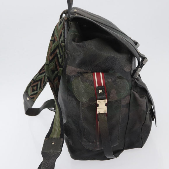 VALENTINO Backpack Leather Khaki Auth bs33924