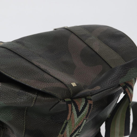 VALENTINO Backpack Leather Khaki Auth bs33924