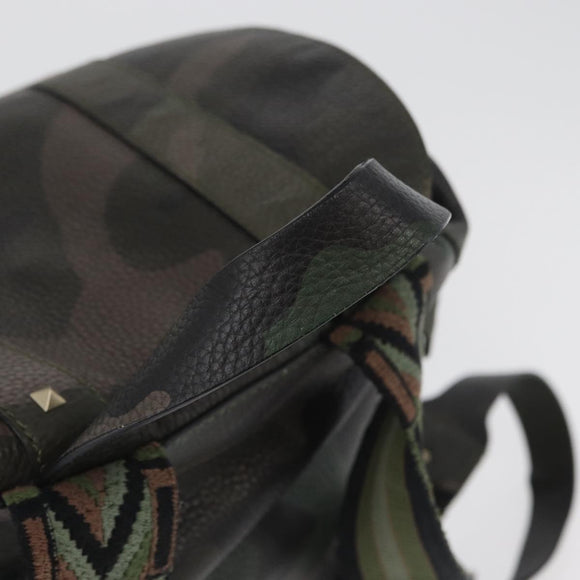VALENTINO Backpack Leather Khaki Auth bs33924