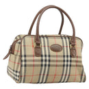 BURBERRY Nova Check Hand Bag Canvas Gold Beige Auth bs33928-1