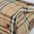 BURBERRY Nova Check Hand Bag Canvas Gold Beige Auth bs33928-9