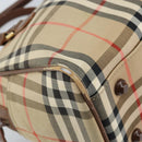 BURBERRY Nova Check Hand Bag Canvas Gold Beige Auth bs33928-14