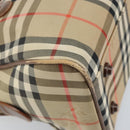BURBERRY Nova Check Hand Bag Canvas Gold Beige Auth bs33928-16