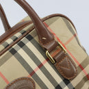 BURBERRY Nova Check Hand Bag Canvas Gold Beige Auth bs33928-10