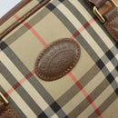 BURBERRY Nova Check Hand Bag Canvas Gold Beige Auth bs33928-17