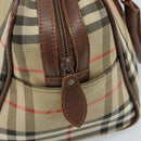 BURBERRY Nova Check Hand Bag Canvas Gold Beige Auth bs33928-11