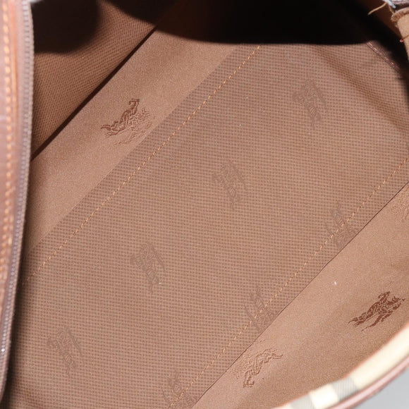 BURBERRY Nova Check Hand Bag Canvas Gold Beige Auth bs33928