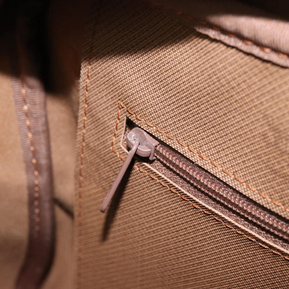 BURBERRY Nova Check Hand Bag Canvas Gold Beige Auth bs33928