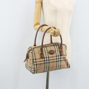 BURBERRY Nova Check Hand Bag Canvas Gold Beige Auth bs33928-22
