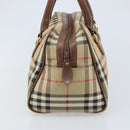 BURBERRY Nova Check Hand Bag Canvas Gold Beige Auth bs33928-4