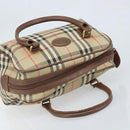 BURBERRY Nova Check Hand Bag Canvas Gold Beige Auth bs33928-6