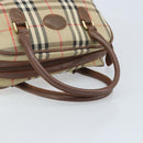 BURBERRY Nova Check Hand Bag Canvas Gold Beige Auth bs33928-7