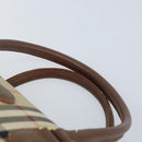 BURBERRY Nova Check Hand Bag Canvas Gold Beige Auth bs33928-8