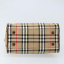 BURBERRY Nova Check Hand Bag Canvas Gold Beige Auth bs33928-5