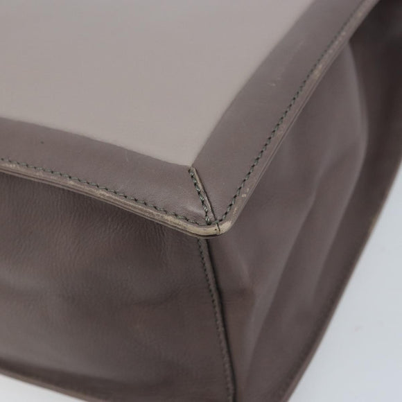 Salvatore Ferragamo Tote Bag Leather Gray Gold Auth bs33929