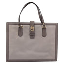 Salvatore Ferragamo Tote Bag Leather Gray Gold Auth bs33929-13
