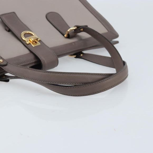Salvatore Ferragamo Tote Bag Leather Gray Gold Auth bs33929