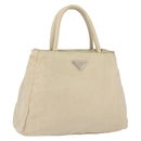 PRADA Handtas Nylon Zilver Beige Auth bs33932-1