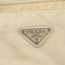 PRADA Handtas Nylon Zilver Beige Auth bs33932-17
