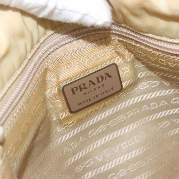PRADA Handtas Nylon Zilver Beige Auth bs33932