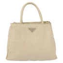 PRADA Handtas Nylon Zilver Beige Auth bs33932-13