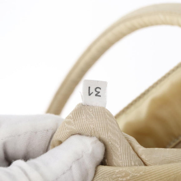 PRADA Handtas Nylon Zilver Beige Auth bs33932