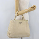 PRADA Handtas Nylon Zilver Beige Auth bs33932-28