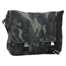 PRADA Shoulder Bag Nylon Khaki Silver Auth bs33935-1