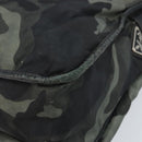 PRADA Shoulder Bag Nylon Khaki Silver Auth bs33935-12