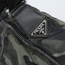 PRADA Shoulder Bag Nylon Khaki Silver Auth bs33935-14
