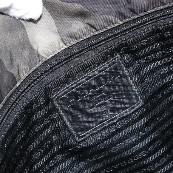 PRADA Shoulder Bag Nylon Khaki Silver Auth bs33935