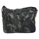 PRADA Shoulder Bag Nylon Khaki Silver Auth bs33935-3
