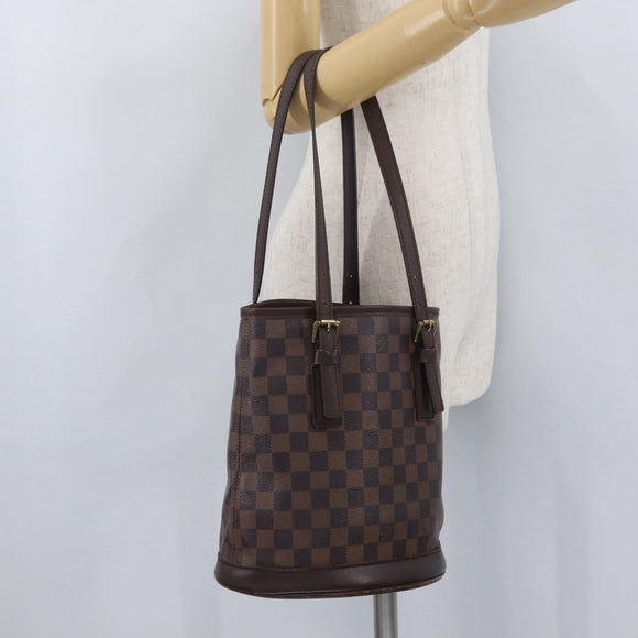 LOUIS VUITTON Damier Ebene Marais Schoudertas N42240 LV Auth bs33936
