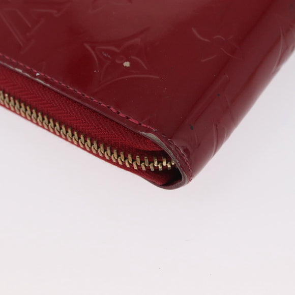 LOUIS VUITTON Monogram Vernis Zippy Wallet Long Wallet Red M90200 Auth bs33958