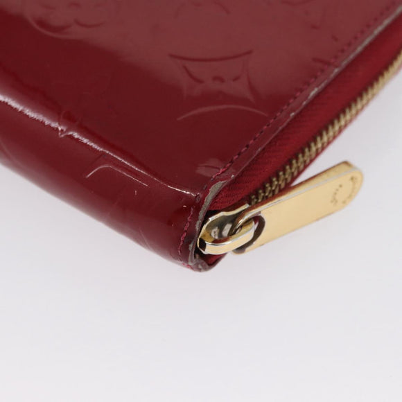 LOUIS VUITTON Monogram Vernis Zippy Wallet Long Wallet Red M90200 Auth bs33958
