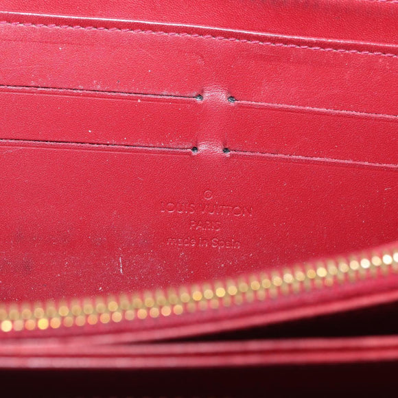 LOUIS VUITTON Monogram Vernis Zippy Wallet Long Wallet Red M90200 Auth bs33958